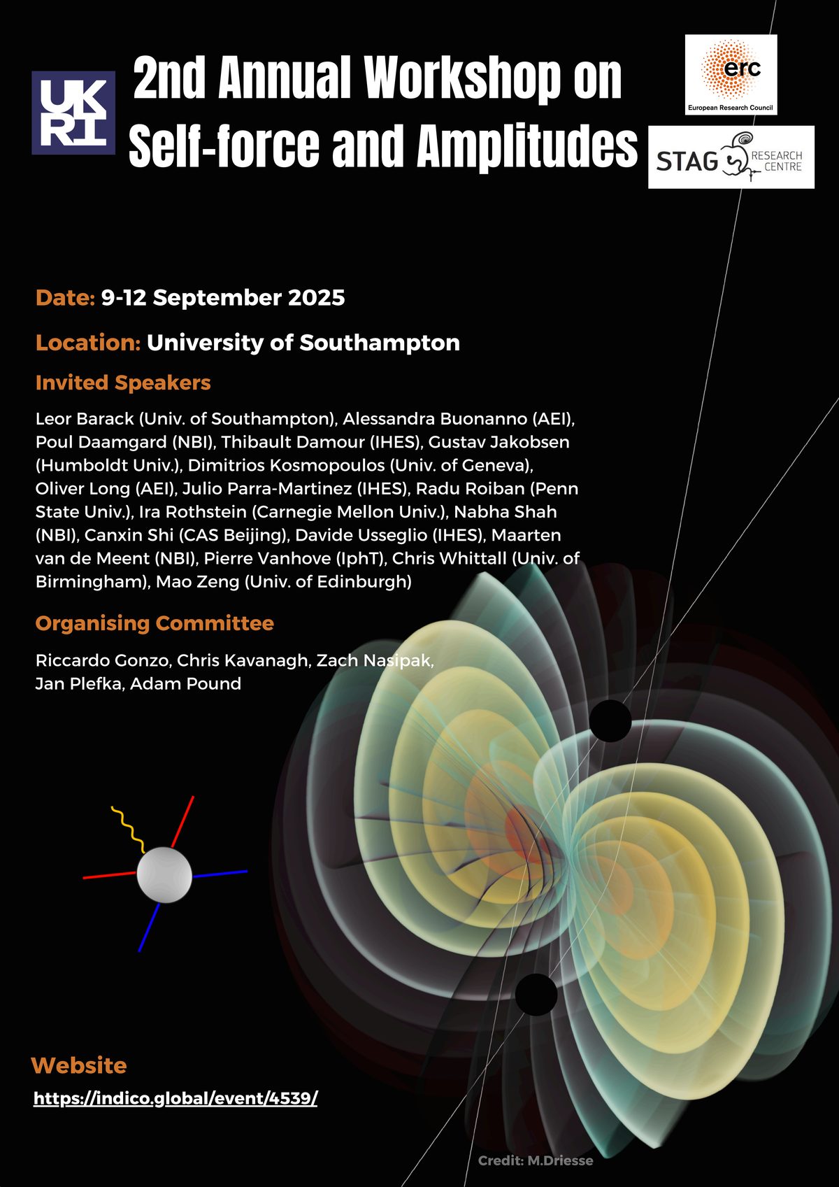 Poster for the 2025 workshop on Self-Force and Amplitudes in Southampton